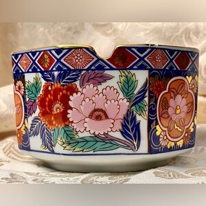VTG Japanese Mino Ware Hexagon Footed Bowl Imari Style Keizan 5” Floral Planter